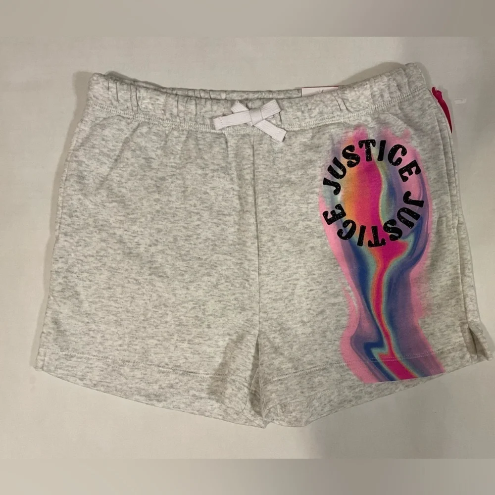 Justice Gray Multicolor Graphic Shorts Size Large (12/14) NWT